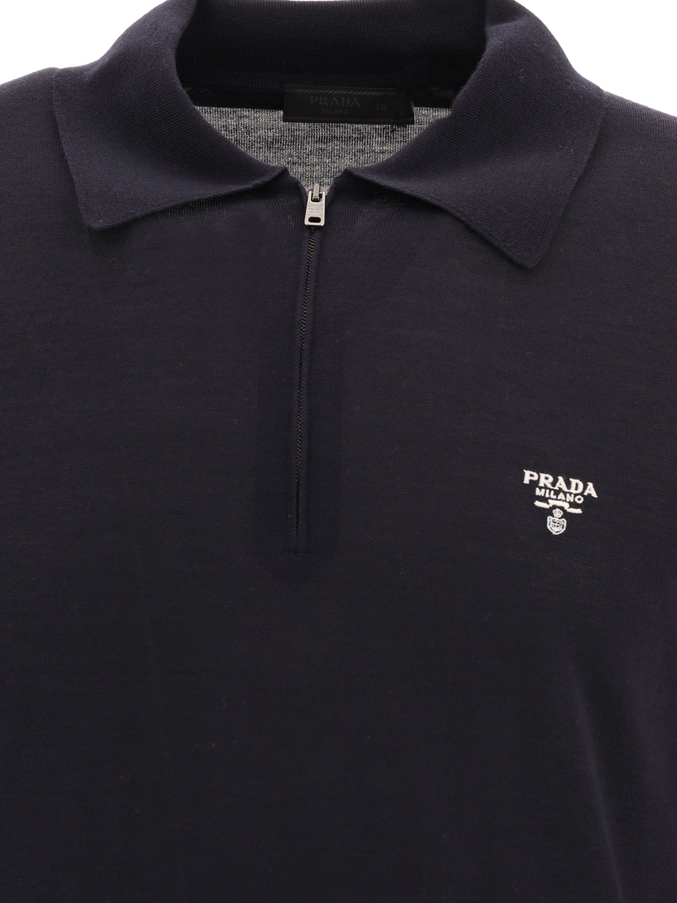 PRADA Blue Virgin wool polo shirt